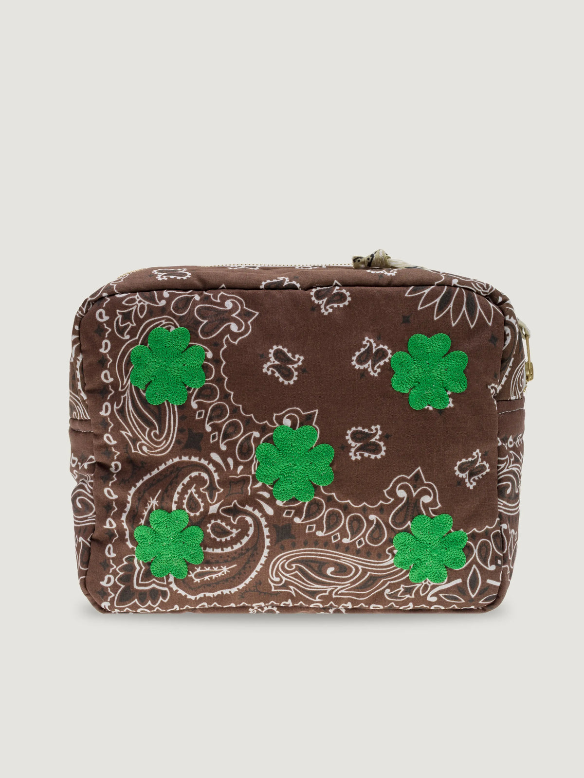 Trousse de toilette rectangle - MULTI-EMOJIS TREFLE - Marron / Beige
