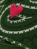 Embroidered Large Bag Strap - HEARTS - Week-end Green