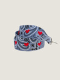 Embroidered Large Bag Strap - HEARTS - Chambray