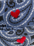 Embroidered Large Bag Strap - HEARTS - Chambray