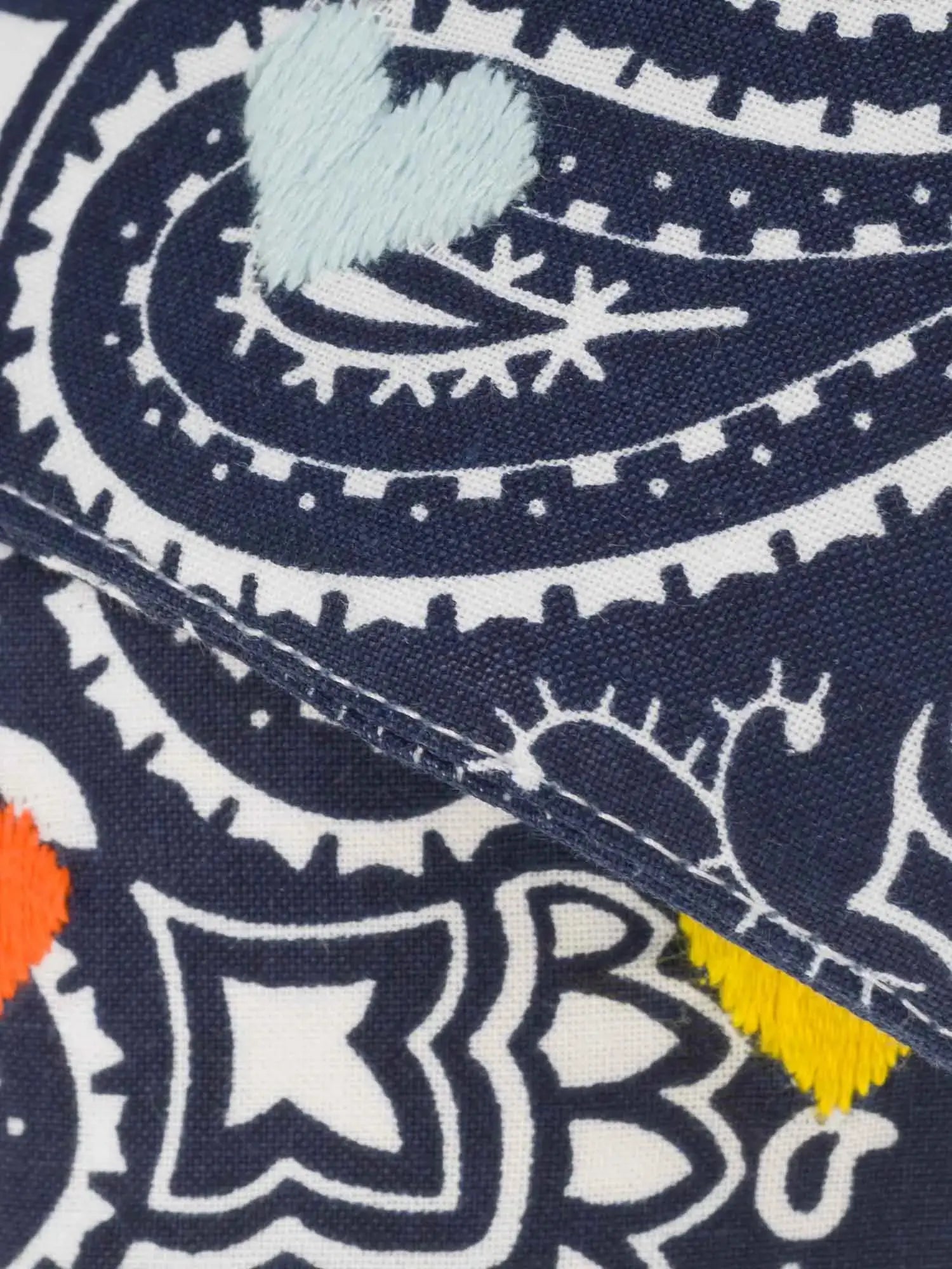 Embroidered  Large shoulder strap - HEARTS- Navy