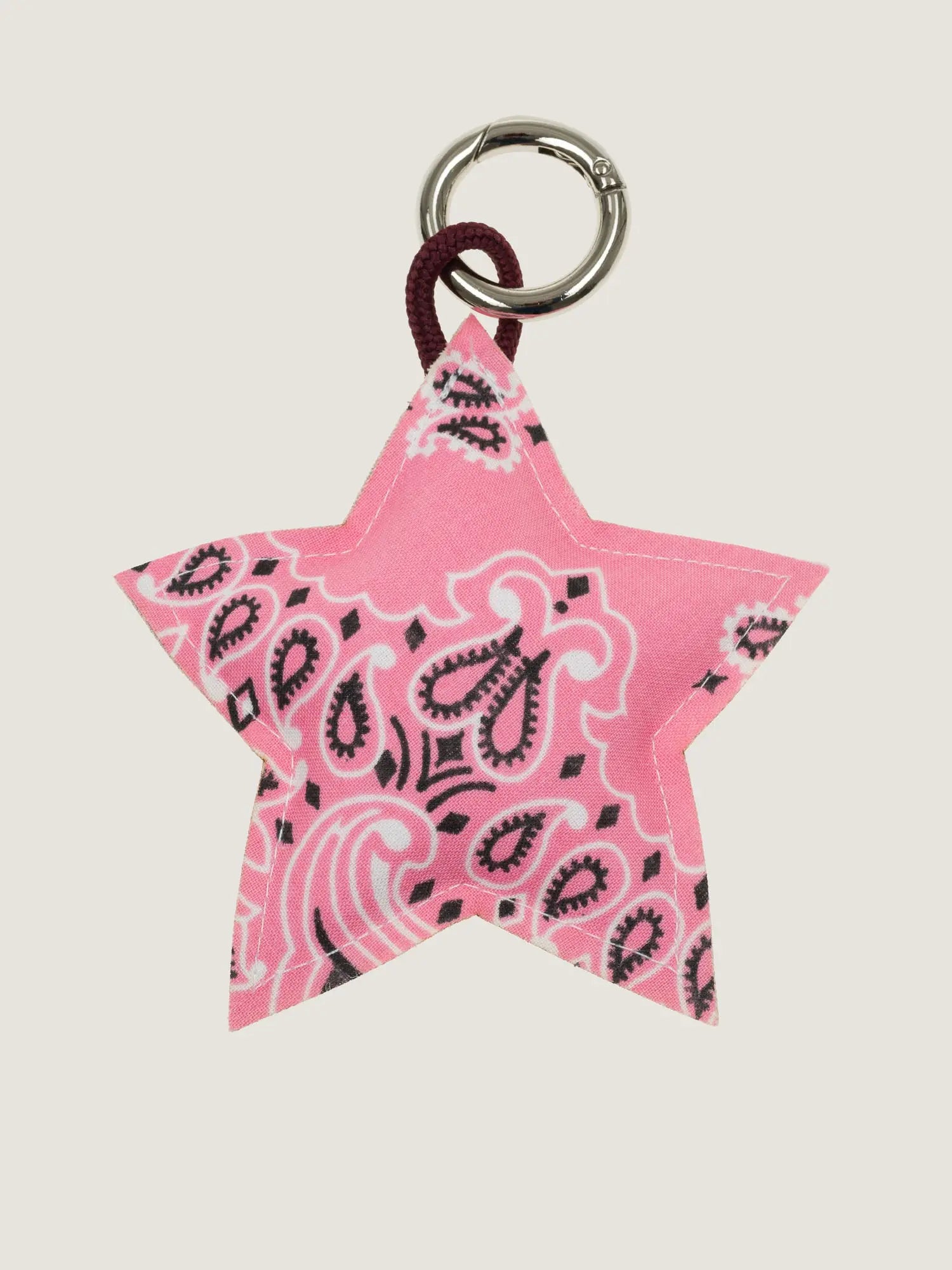 Key Ring - STAR - Burgundy / Pale Pink