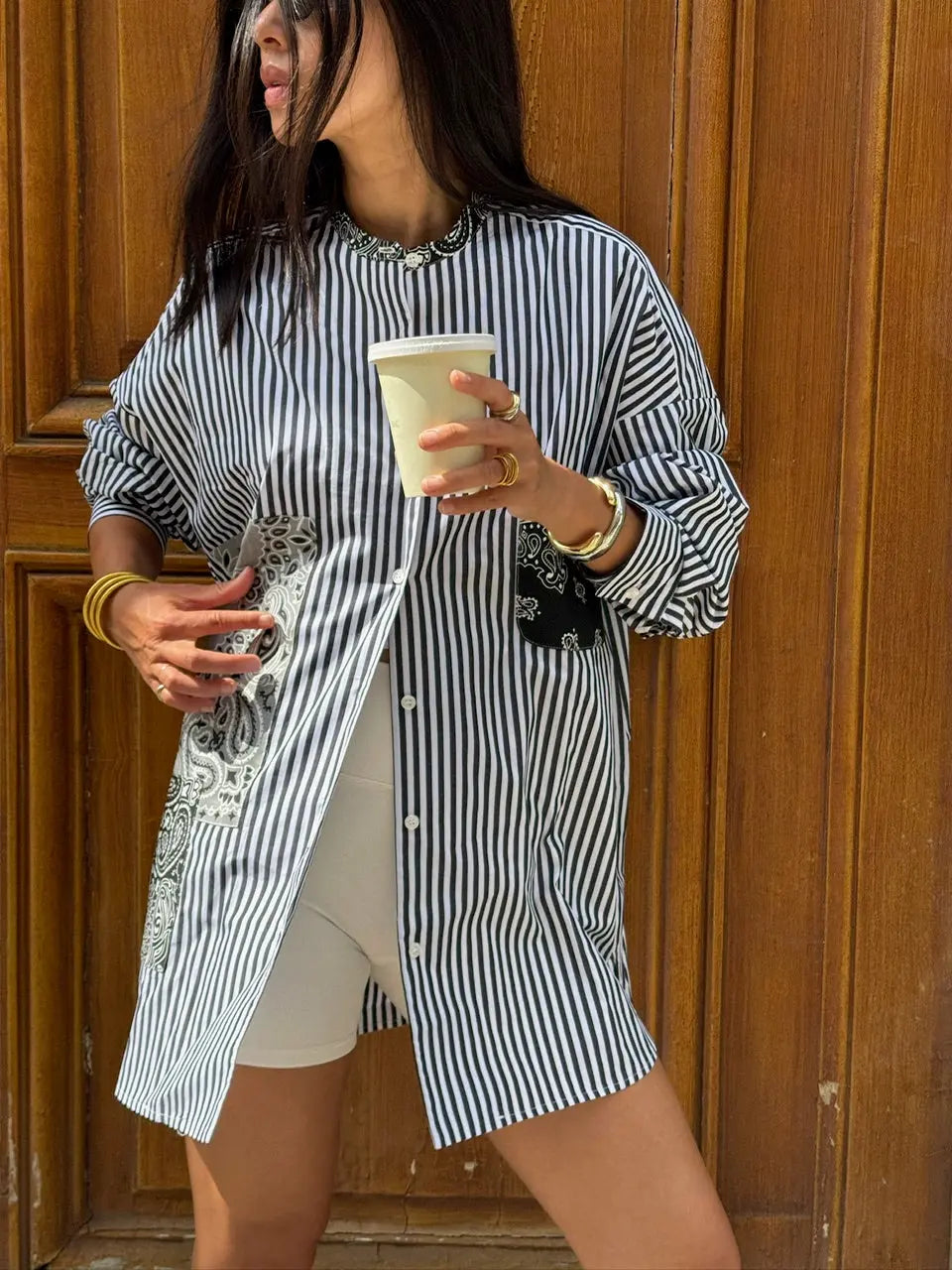 Unisex Striped Shirt - Black
