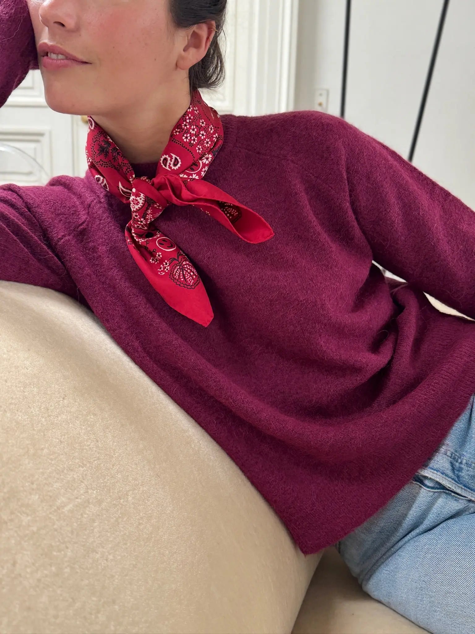 Bandana en Soie - ROUGE - Petit Modèle