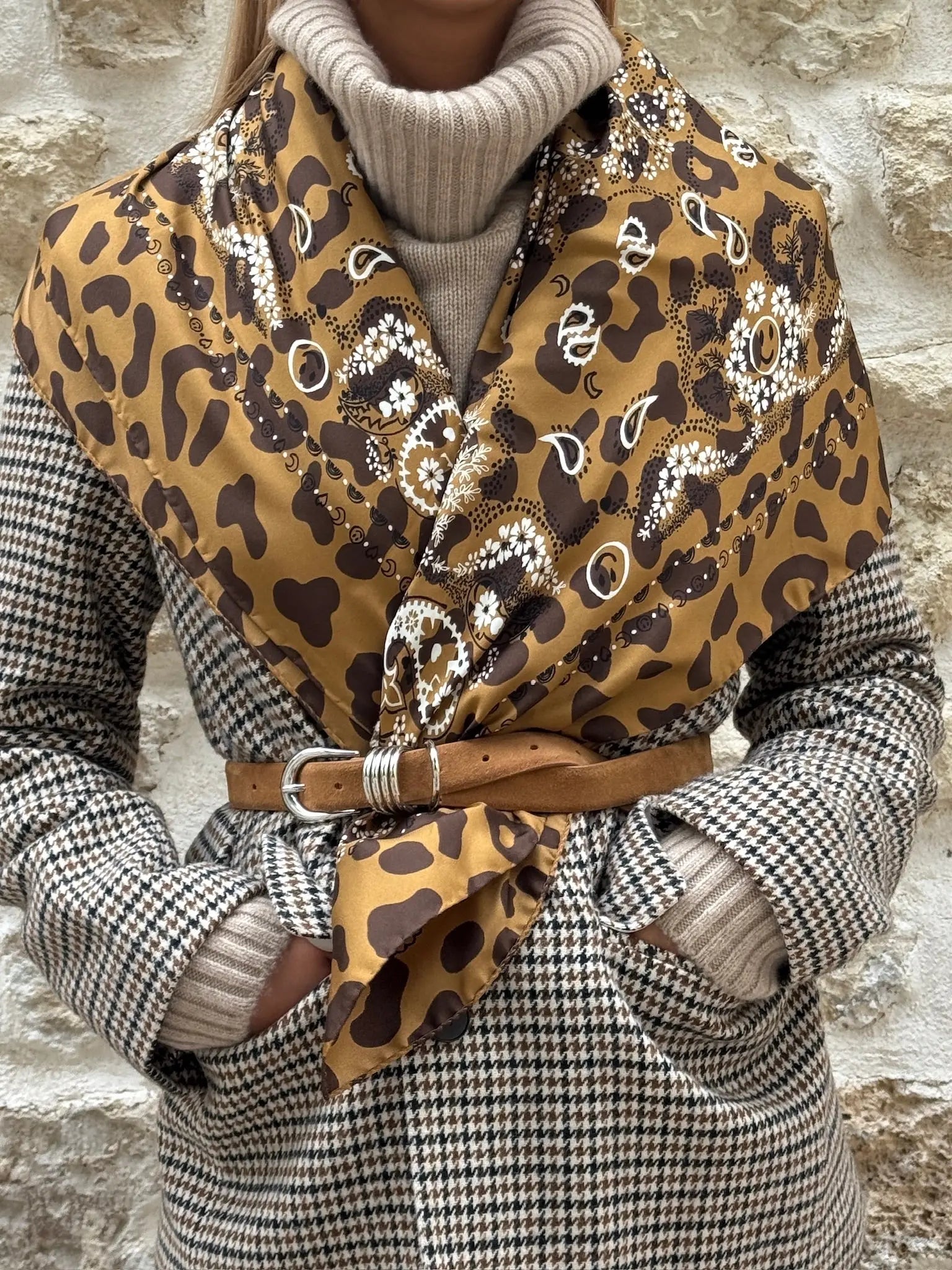 Bandana en Soie - LEOPARD - Grand Modèle