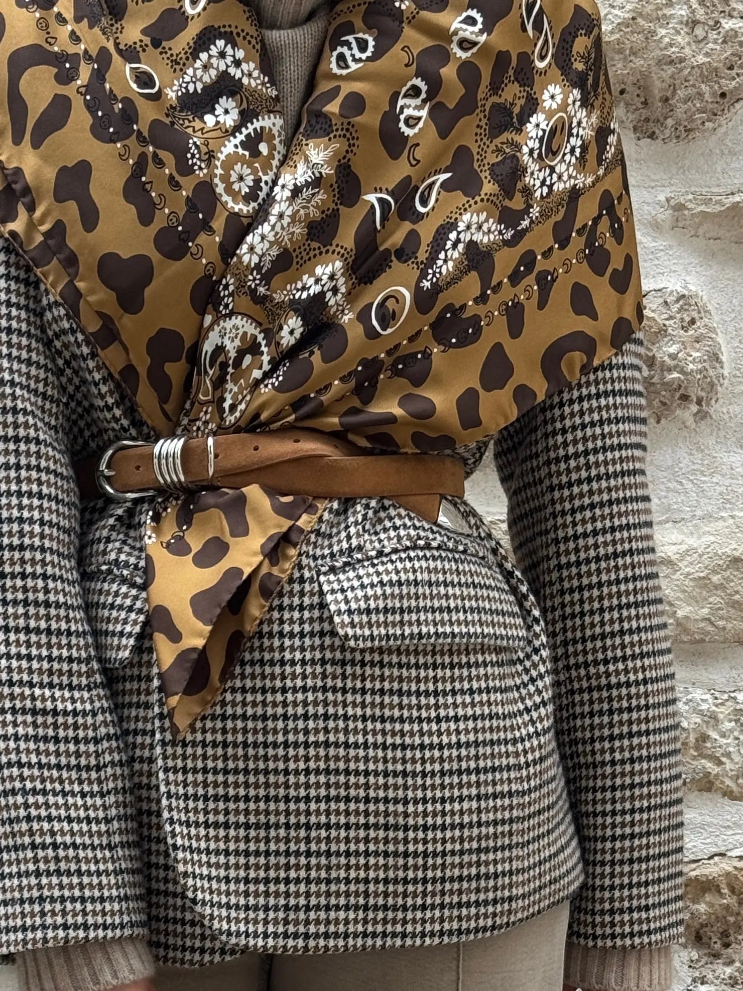 Bandana en Soie - LEOPARD - Grand Modèle