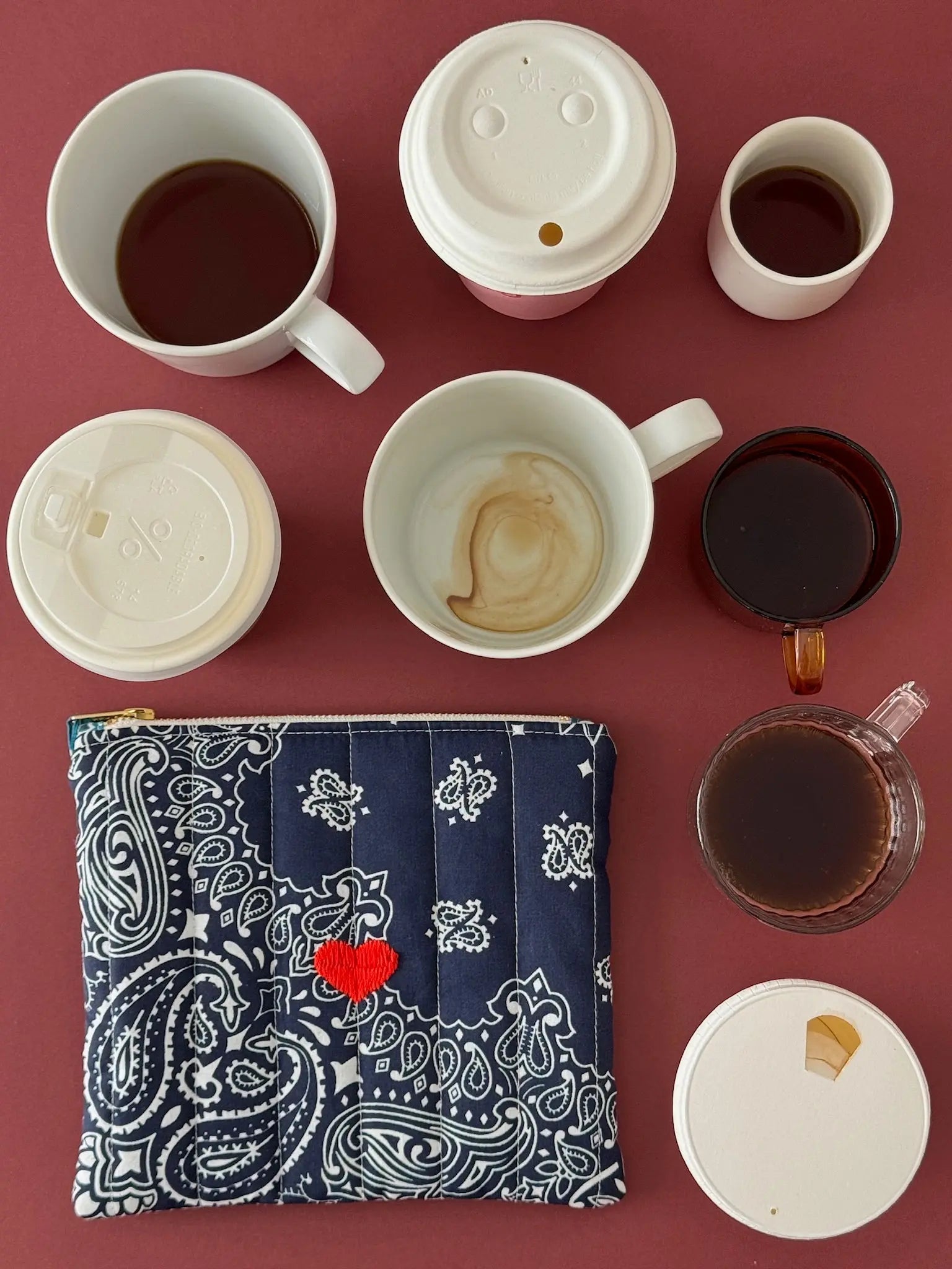 Mini Pochette Zippée Matelassée - COEUR - Navy / Pétrole