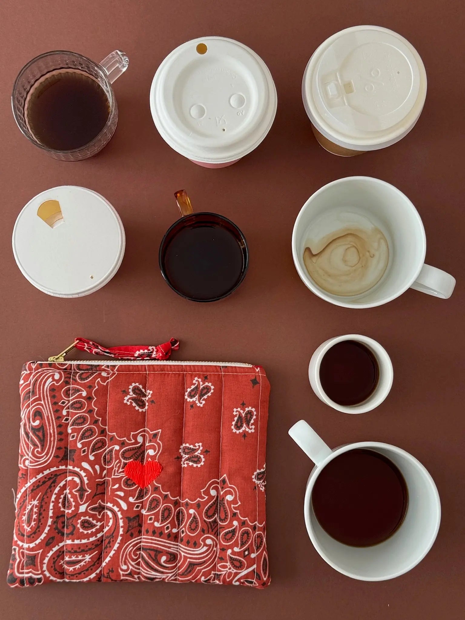 Mini Pochette Zippée Matelassée - COEUR - Vintage Red / Real Red