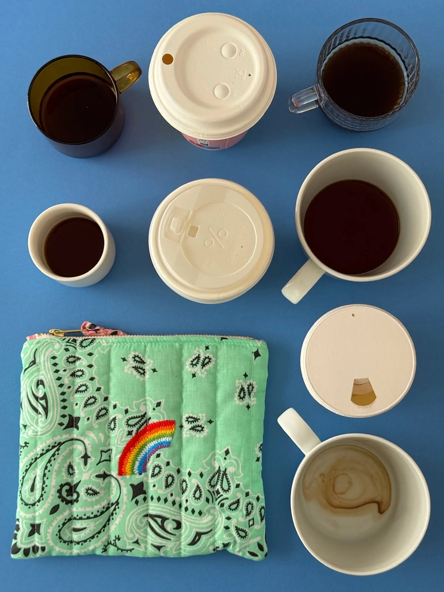 Mini Pochette Zippée Matelassée - RAINBOW - Mint / Pale Pink