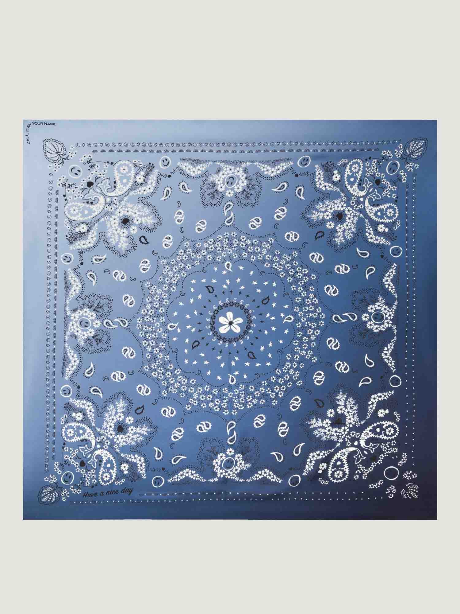 Silk Bandana - CHAMBRAY / NAVY - Large Size