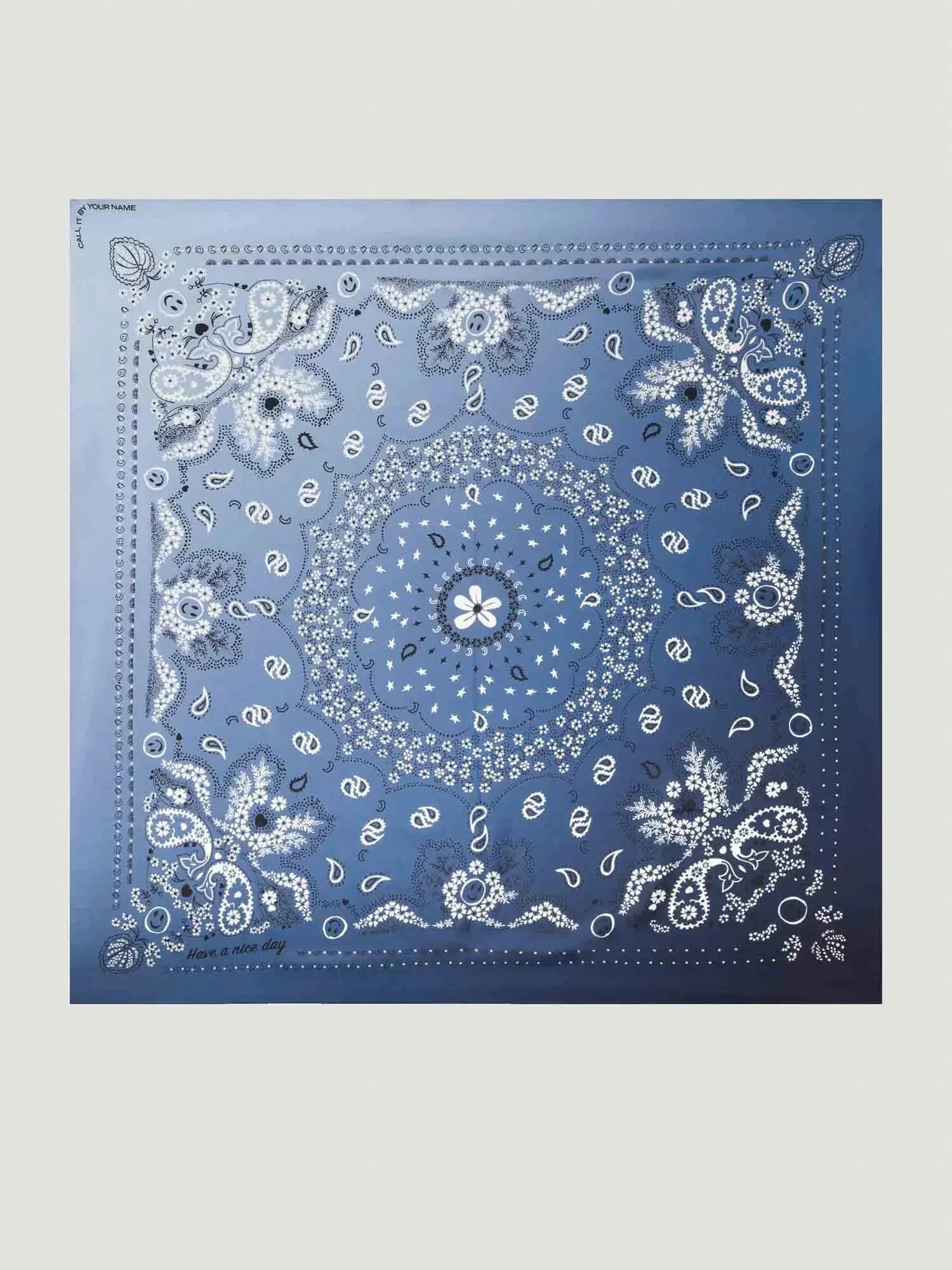 Silk Bandana - CHAMBRAY / NAVY - Large Size