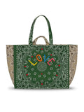 Maxi Cabas Tote - LOVE - Weekend Green / Beige
