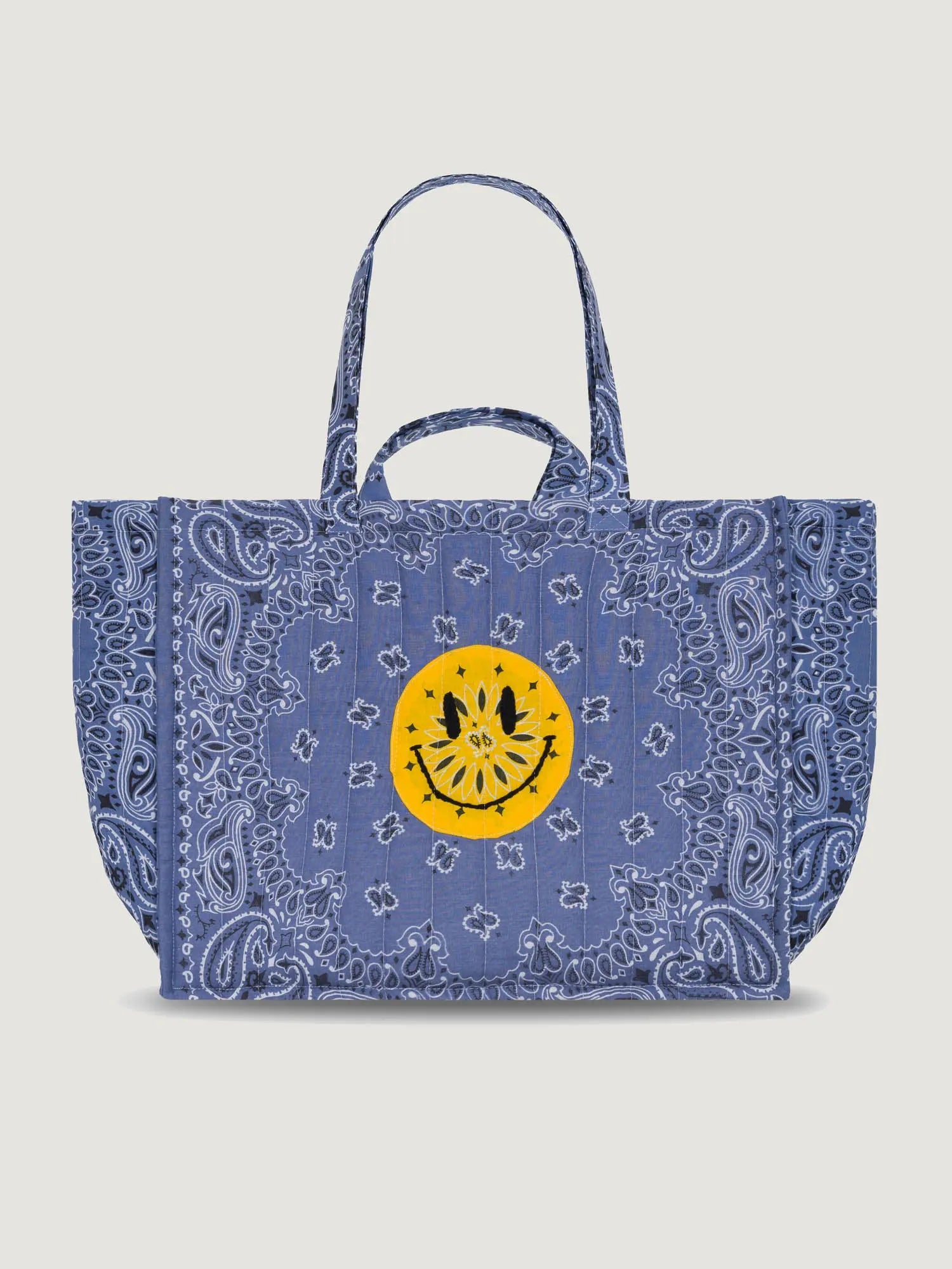 Quilted Maxi Cabas - HAPPY FACE - All Chambray