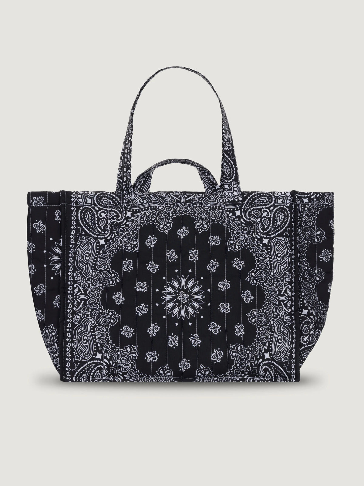 Quilted Maxi Cabas Tote - LOVE - All Black
