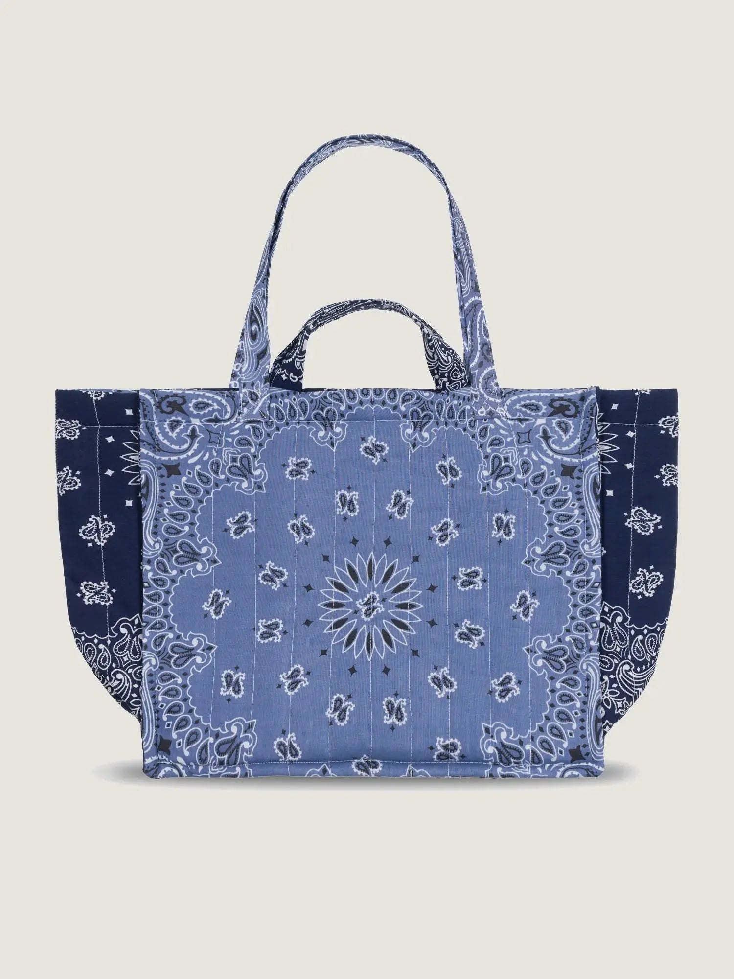 Quilted Medium Cabas Tote - LOVE - Chambray / Navy