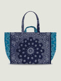 Quilted Maxi Cabas Tote - LOVE - Navy / Petrol
