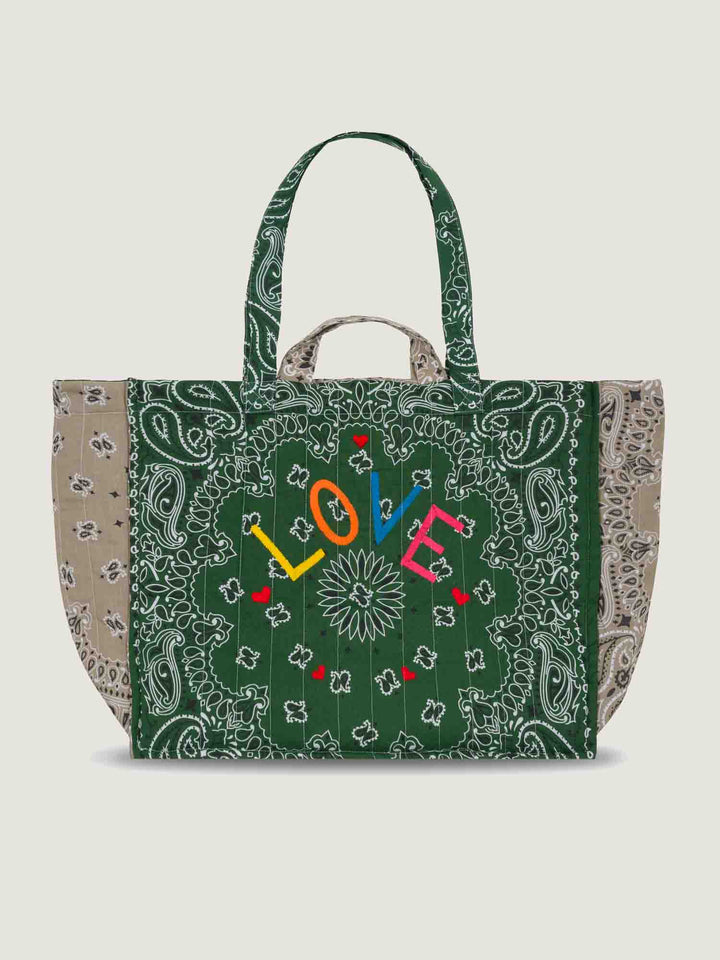 PREORDER- Maxi Cabas Matelassé Trefle in Bronze / Vert Week-End main image 1