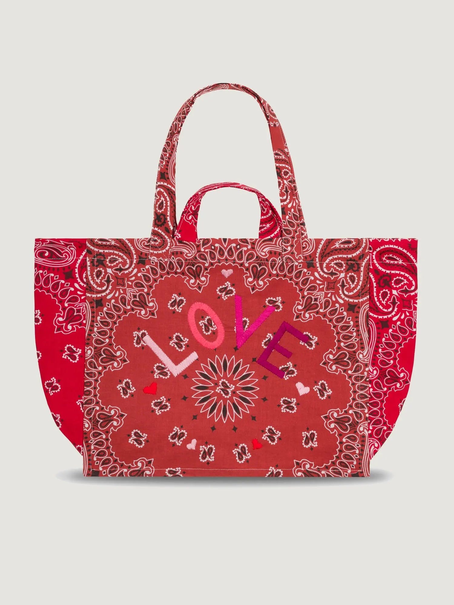 Quilted Maxi Cabas Tote - LOVE - Vintage Red / Real Red 