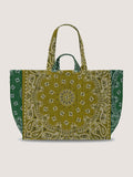 Quilted Maxi Cabas Tote - LUCK - Bronze / Week-end Green