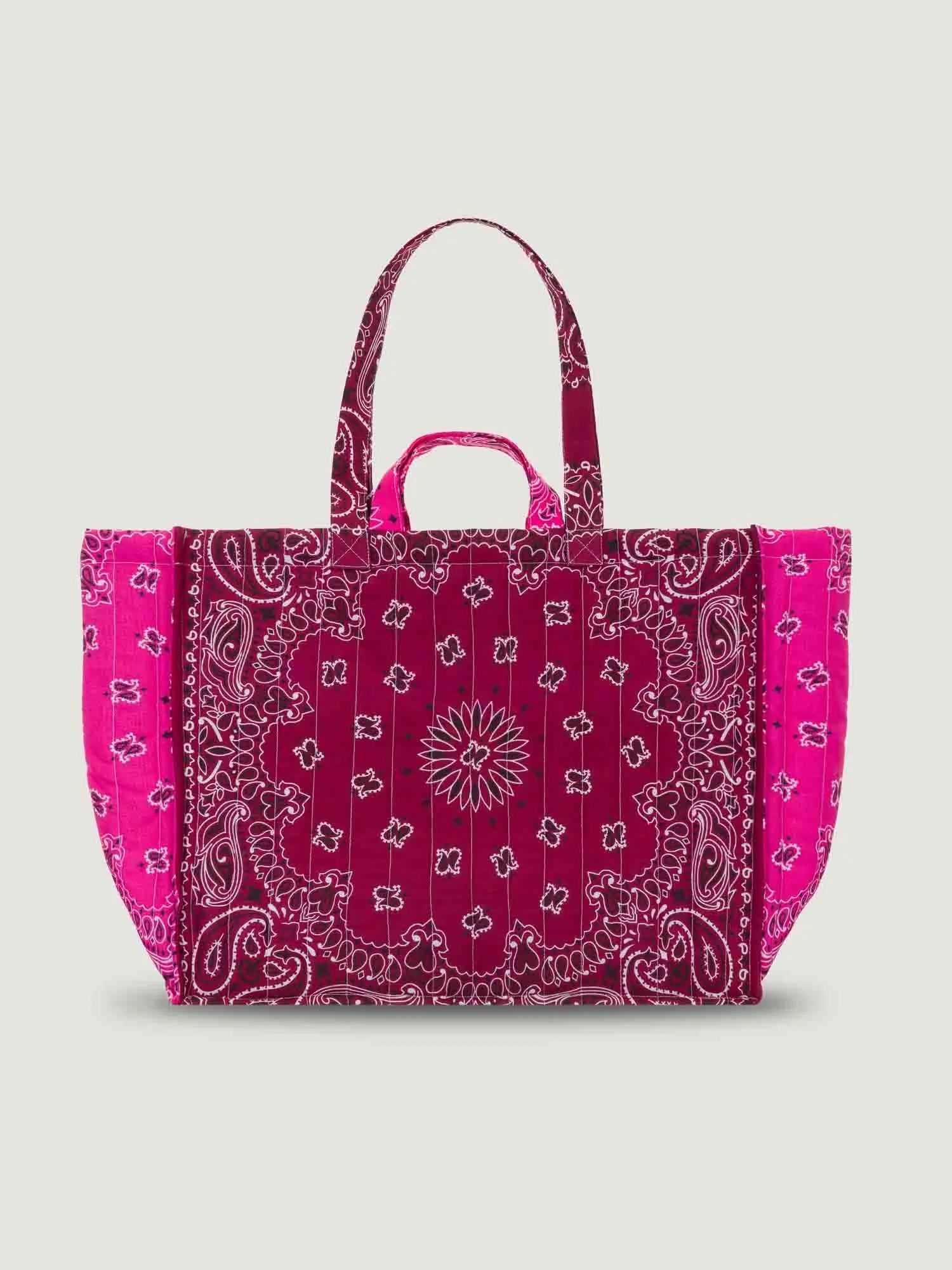 Maxi Quilted Tote Bag - MULTI-EMOJIS - Burgundy / Fuchsia