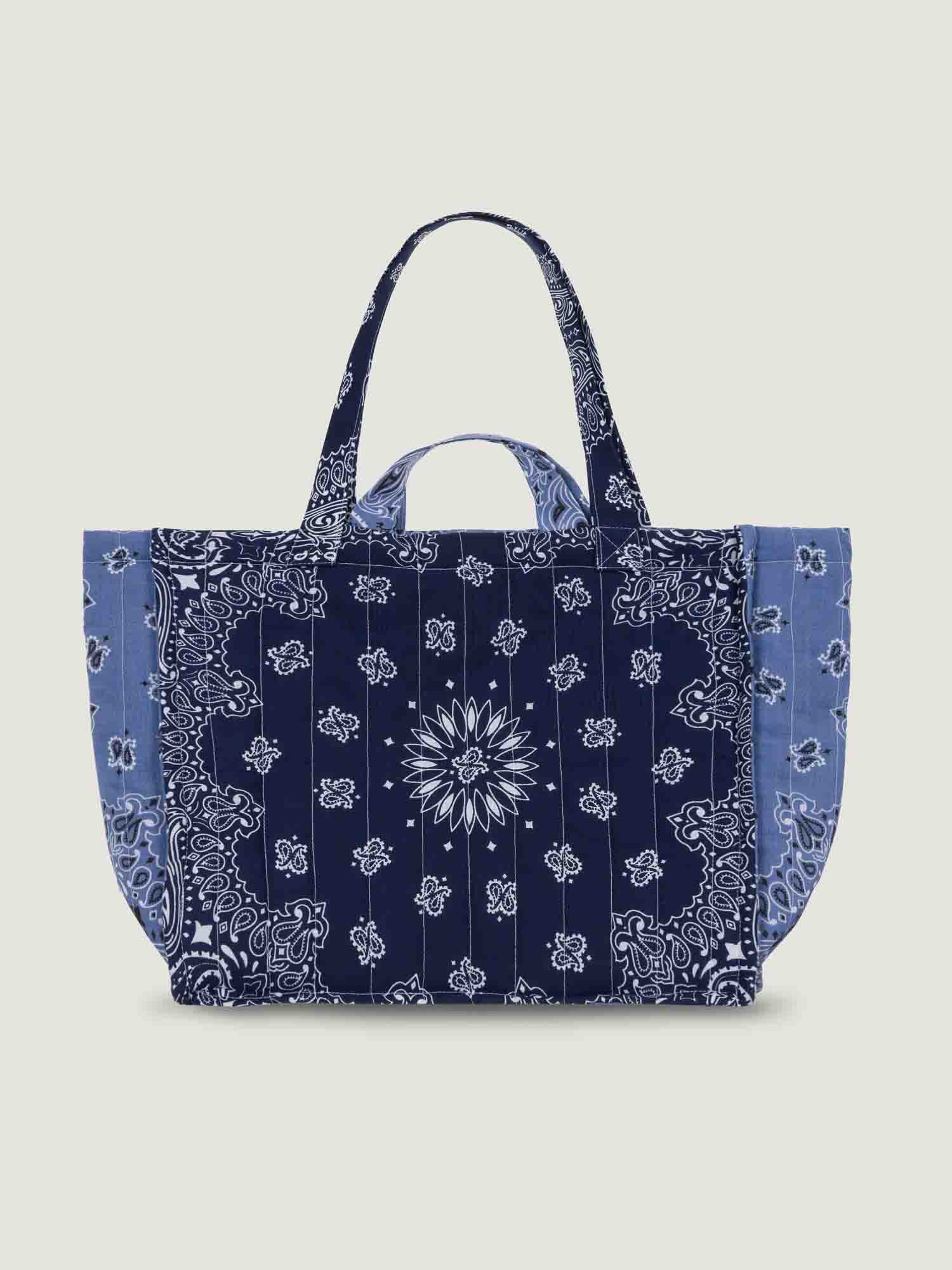 Maxi Quilted Tote Bag - MULTI-EMOJIS - Navy / Chambray