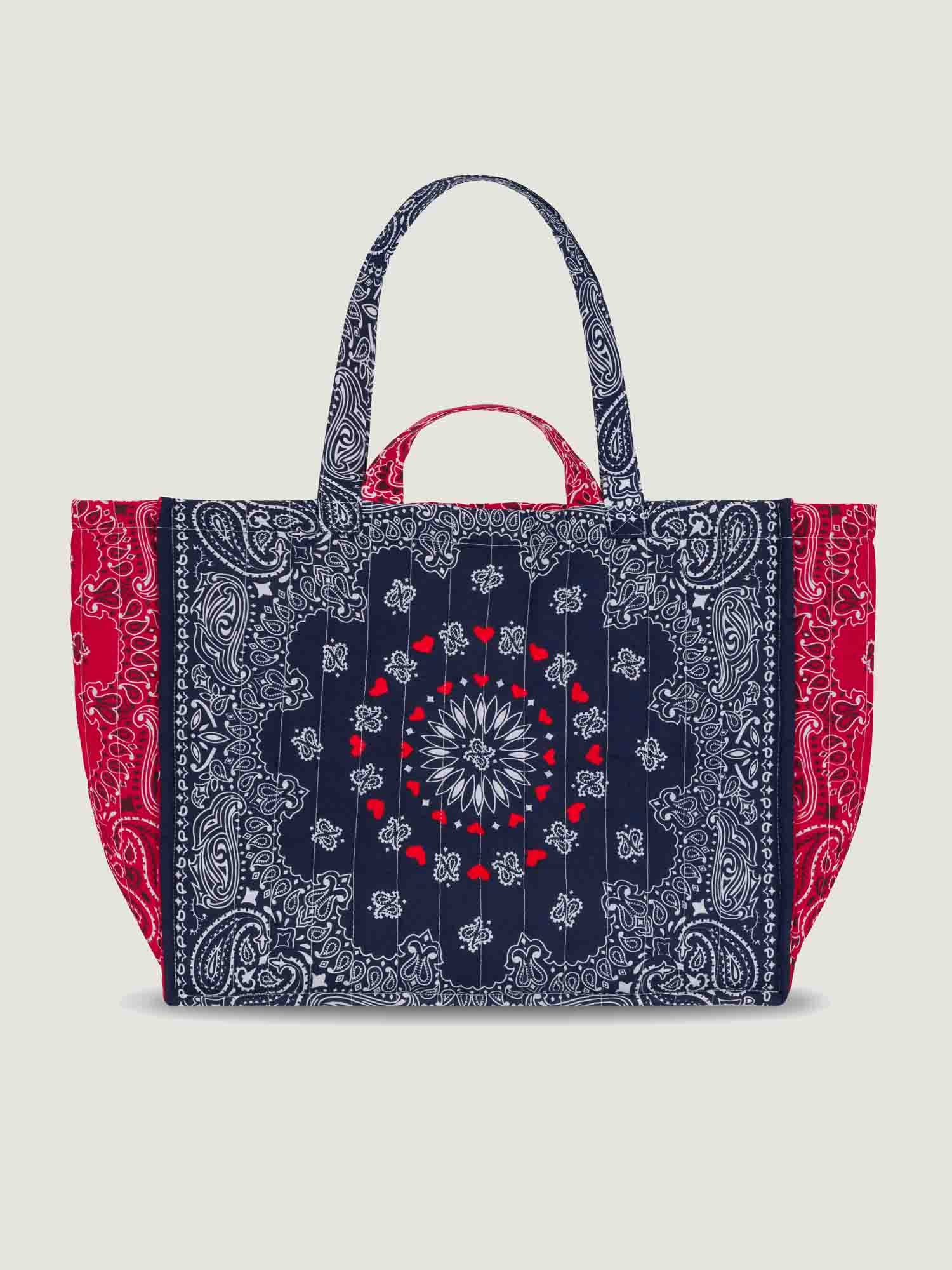 Medium Cabas Tote - HEARTS - Navy / Real red