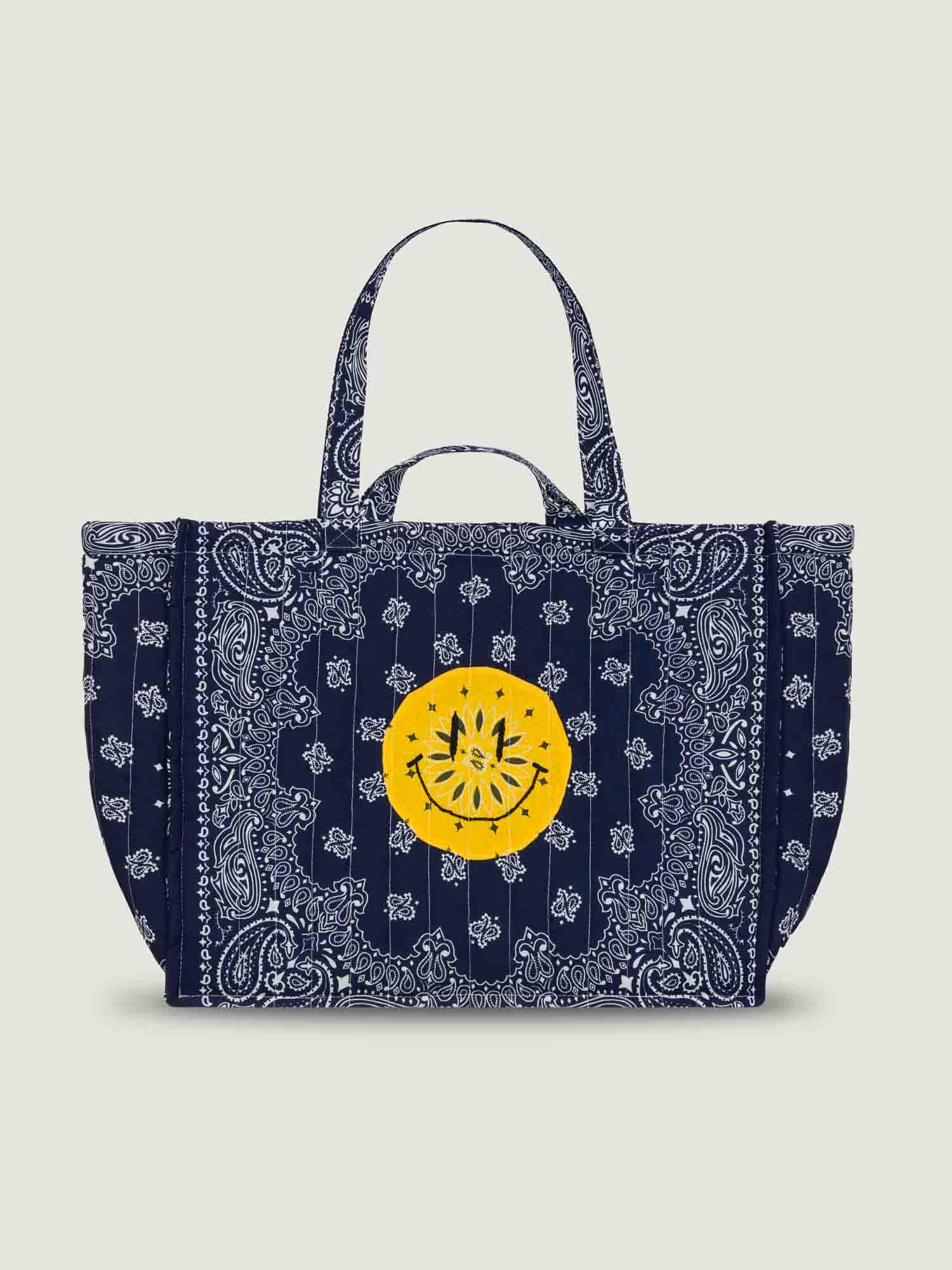 Maxi Cabas Matelassé - HAPPY FACE - All Navy