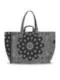 Quilted Maxi Cabas Tote - HAPPY FACE - All Black