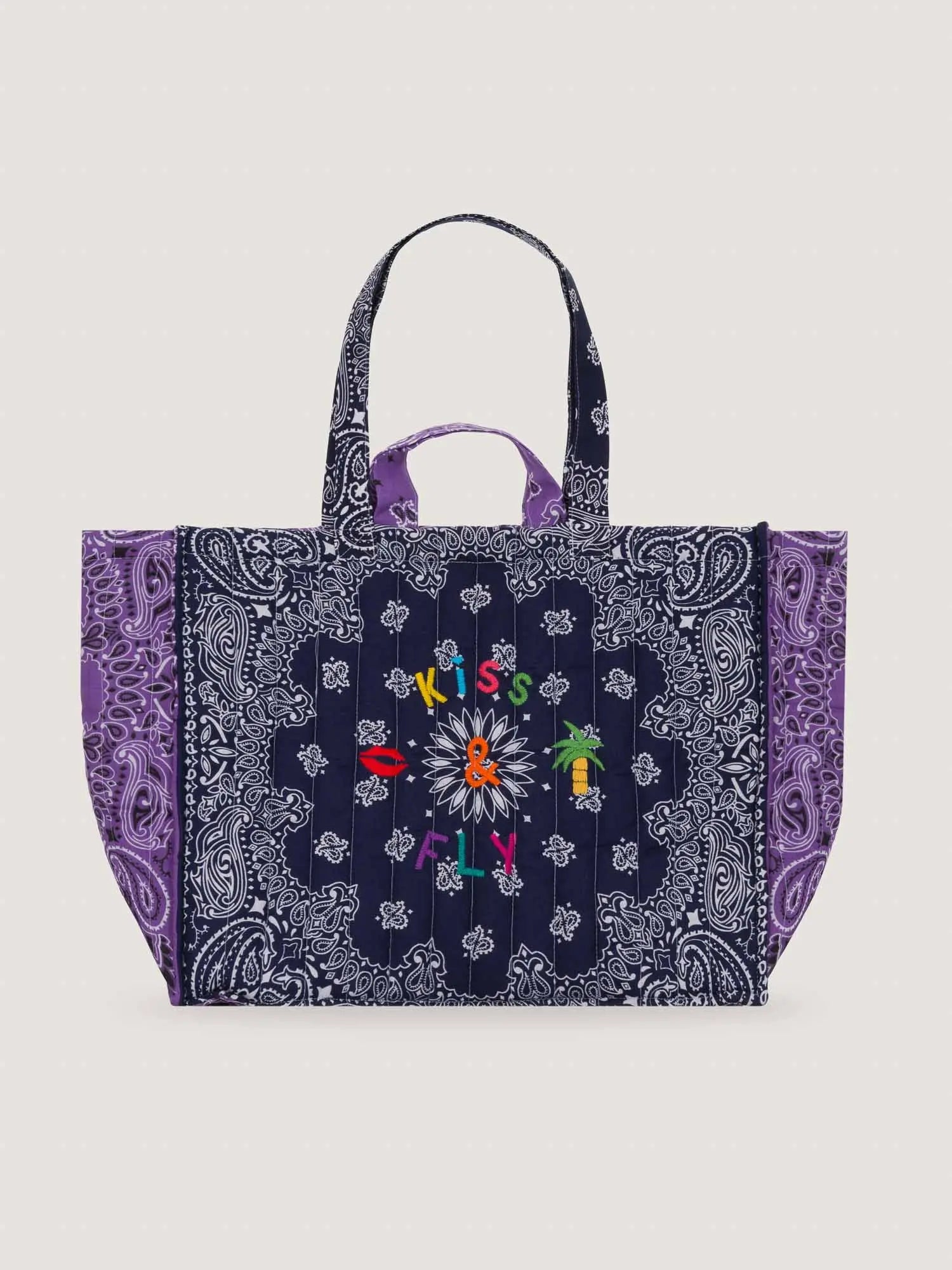 Maxi Cabas Matelassé - KISS & FLY - Navy/Lilas