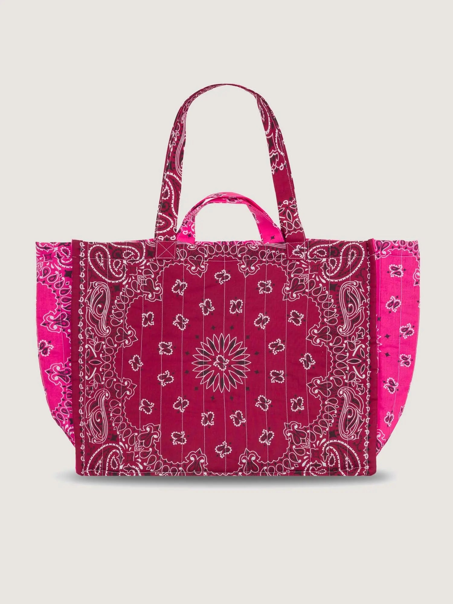 Quilted Maxi Cabas Tote Patchwork - HEART - Butrgundy / Fuschia