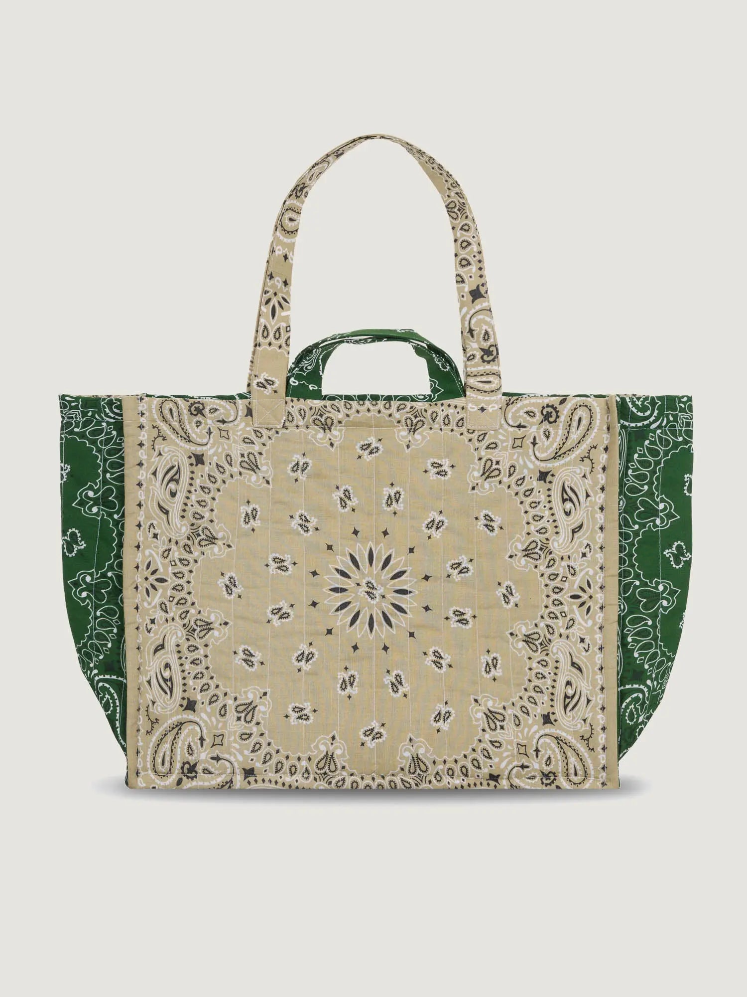 Maxi Cabas Matelassé - Patchwork - TRÈFLE - Beige / Vert week-end