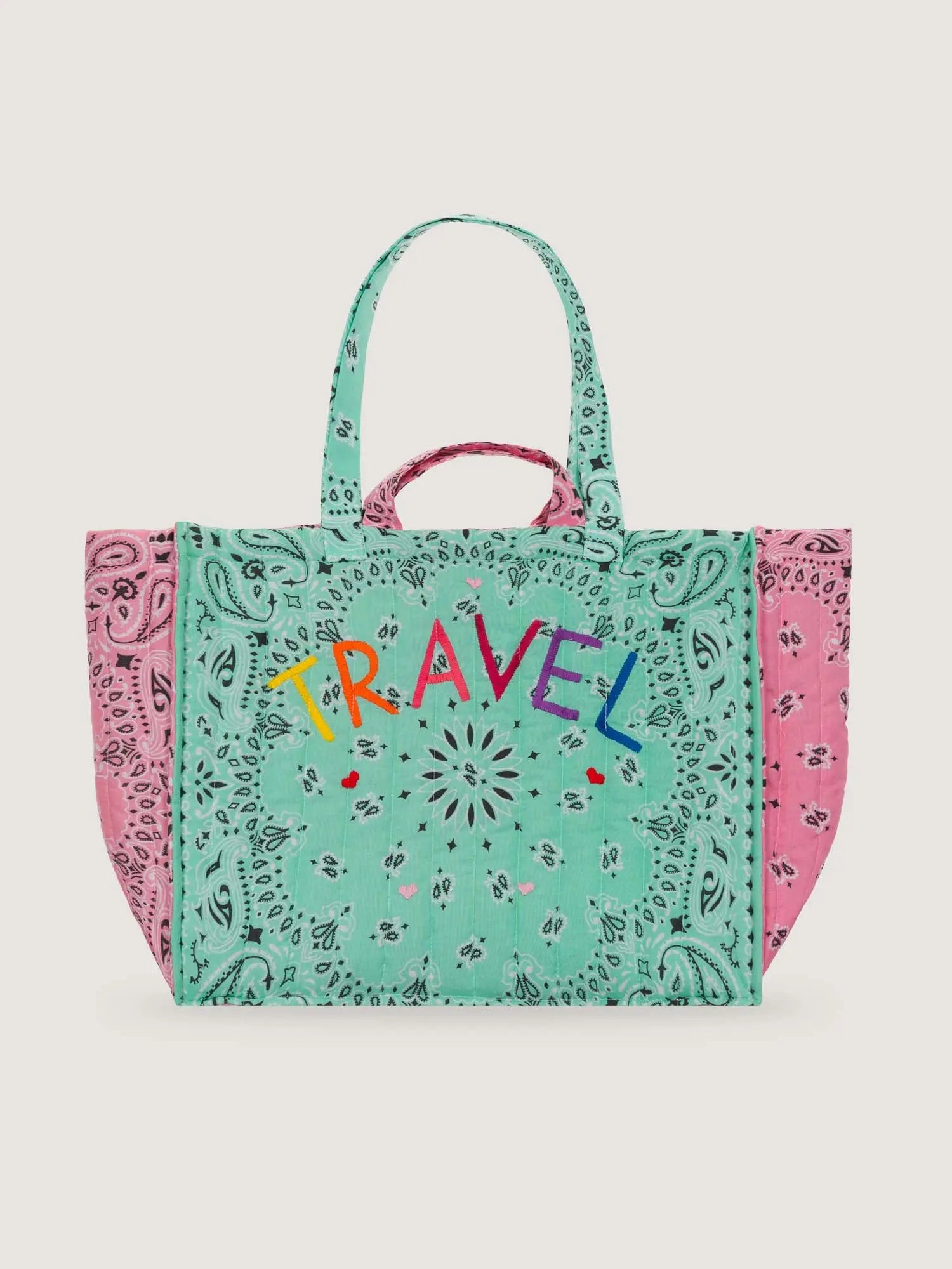 Maxi Cabas Matelassé - TRAVEL - Mint/Pale Pink