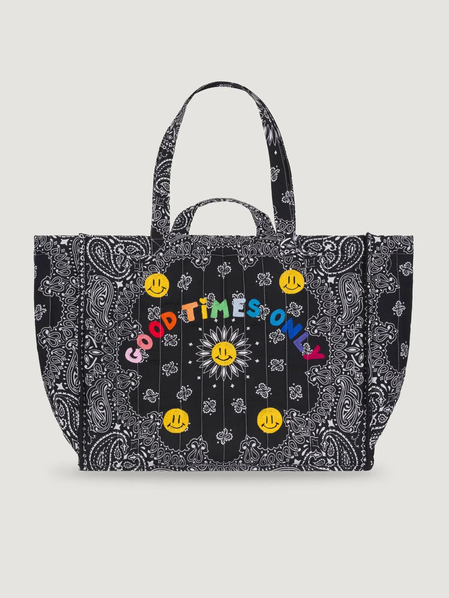 Maxi Cabas Matelassé - GOOD TIMES ONLY - All Black - Précommande