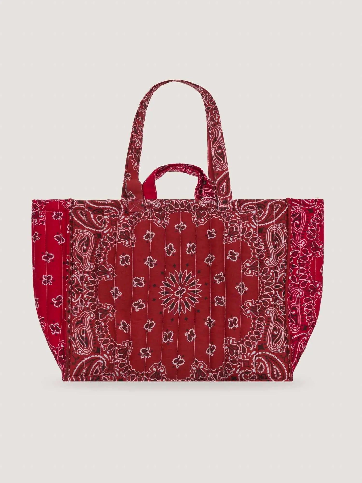 Maxi Cabas Matelassé - LOVE - Vintage Red / Real Red - broderie Multicolore