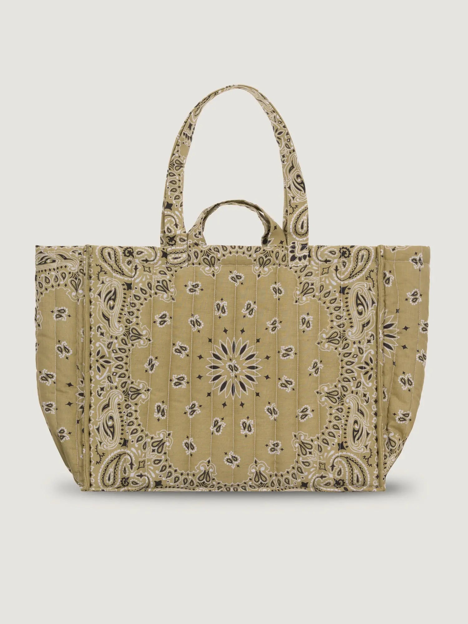 Maxi Quilted Cabas Tote - HAPPY FACE - All Beige