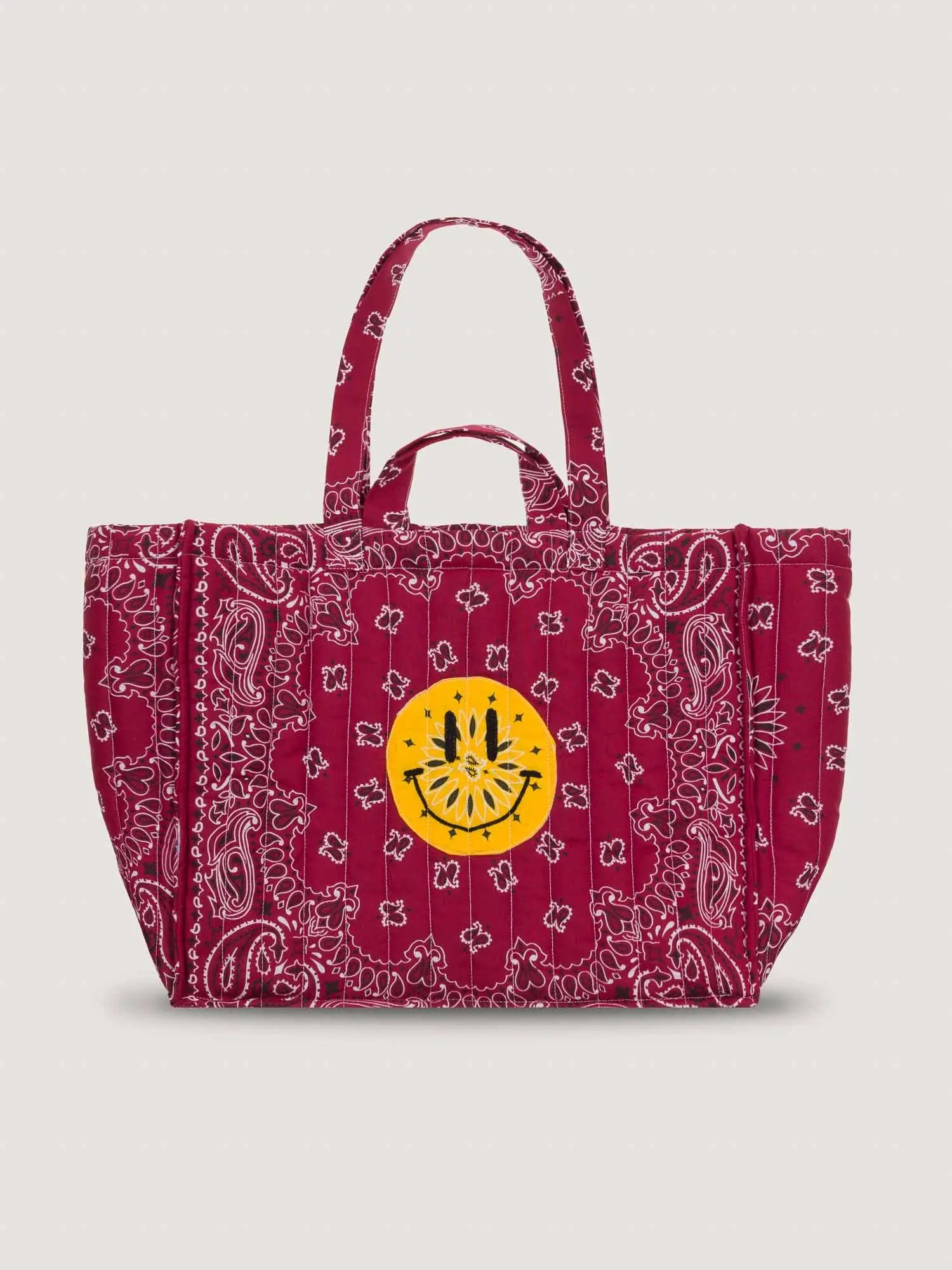 Maxi Cabas Matelassé - HAPPY FACE - All Bordeaux