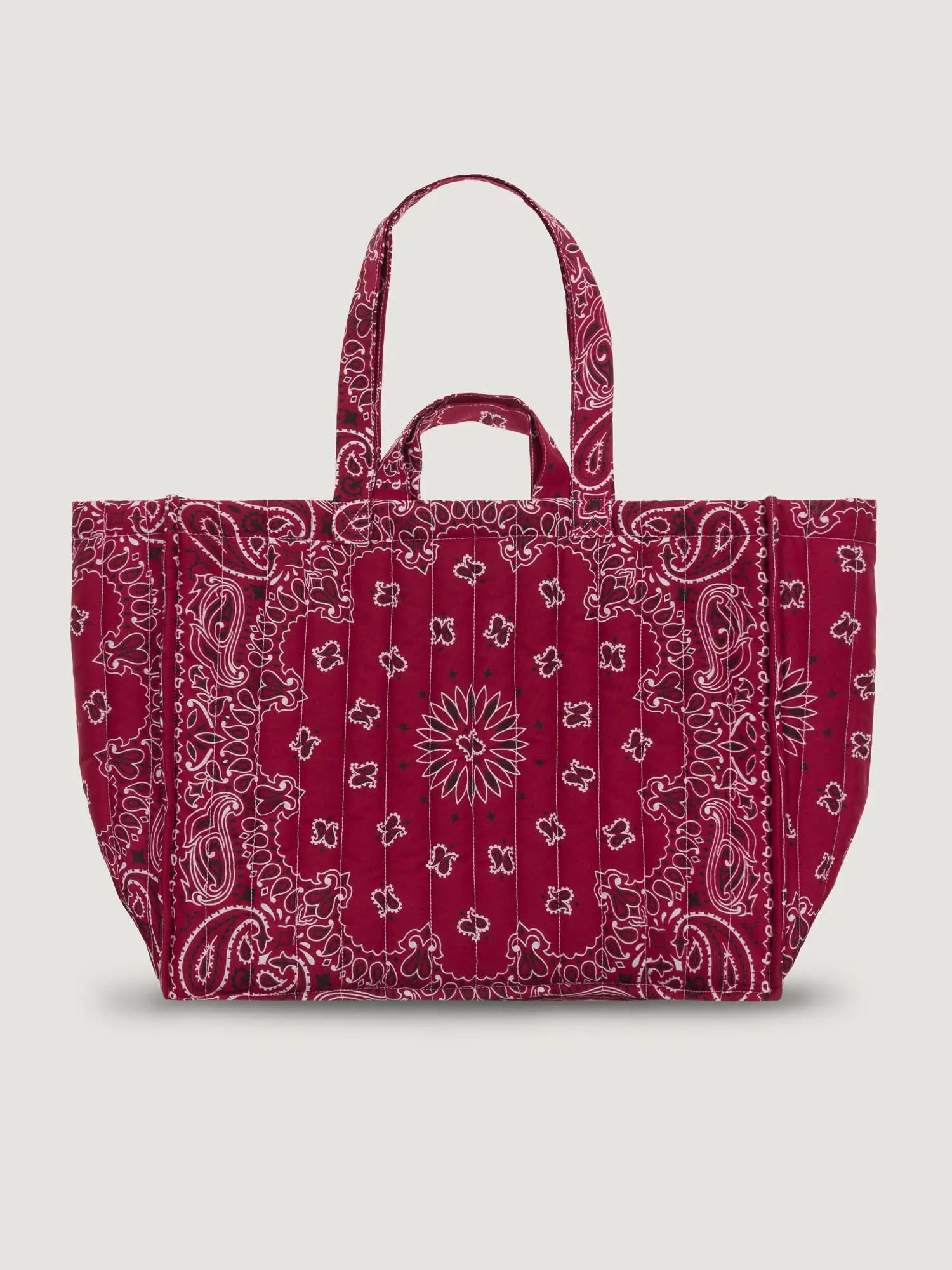 Maxi Quilted Cabas Tote - HAPPY FACE - All Burgundy