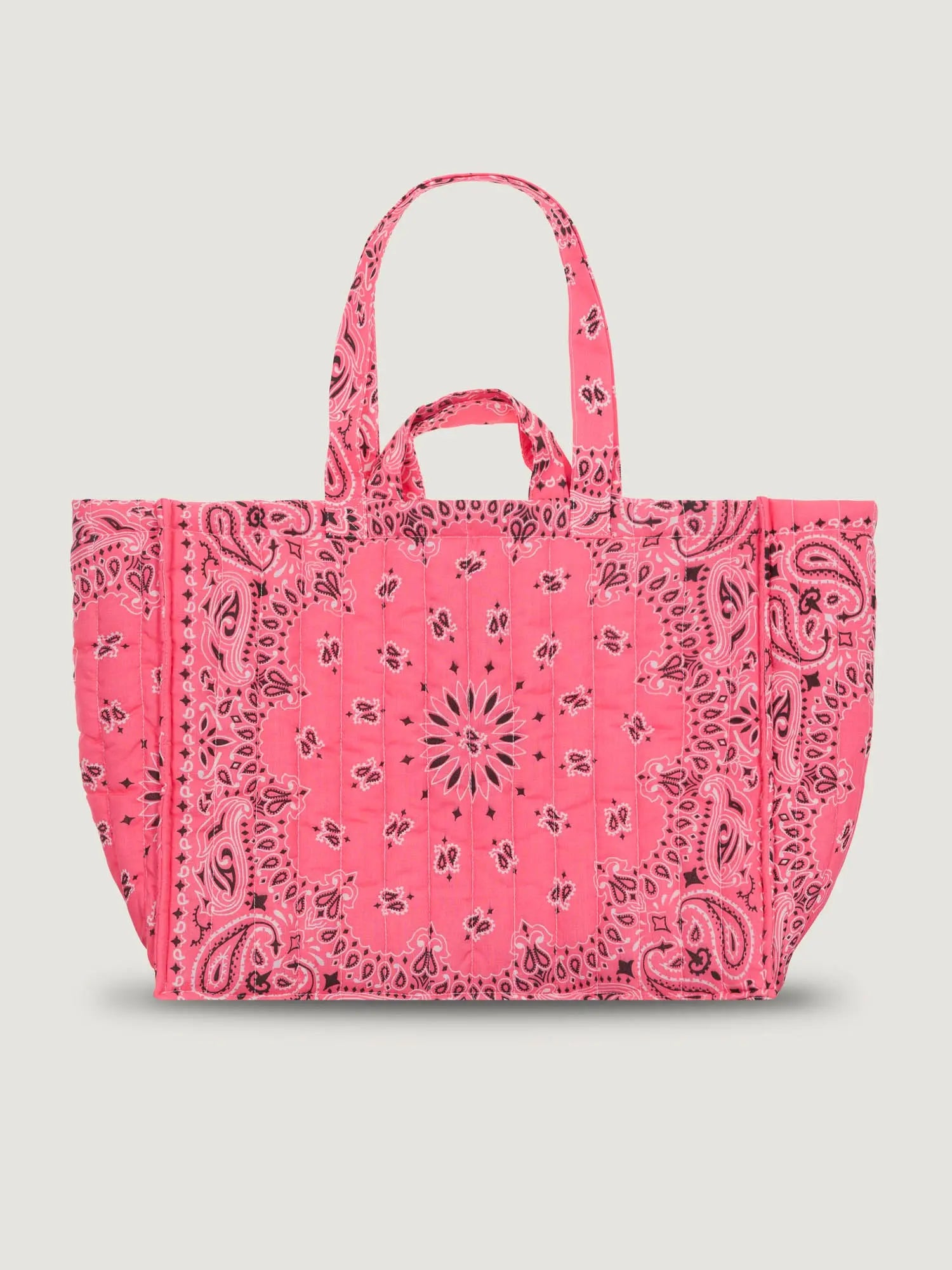 Maxi Quilted Cabas Tote - HAPPY FACE - All Strawberry Pink