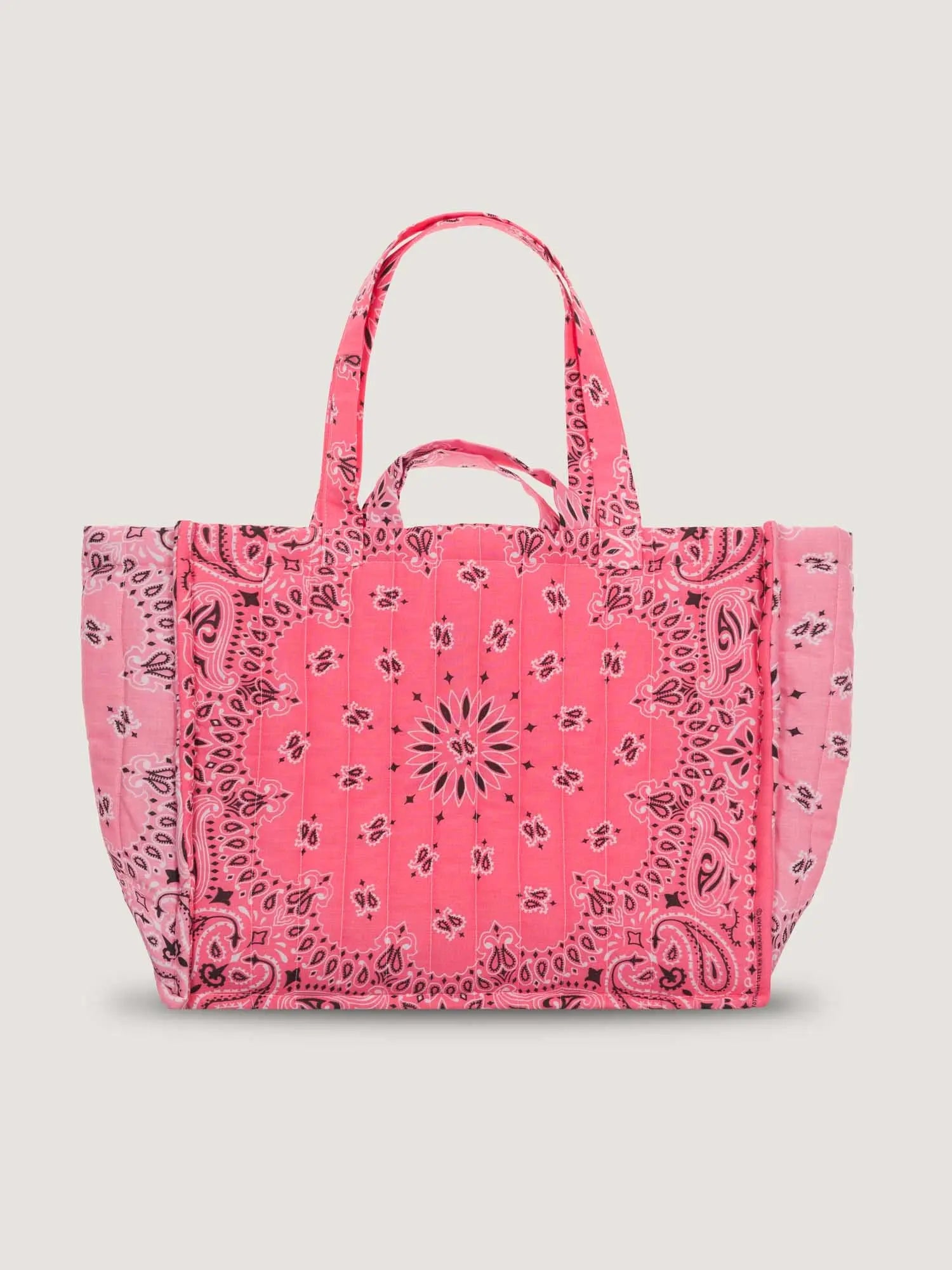 Maxi Cabas Matelassé - HAPPY FACE - Strawberry Pink / Pale Pink
