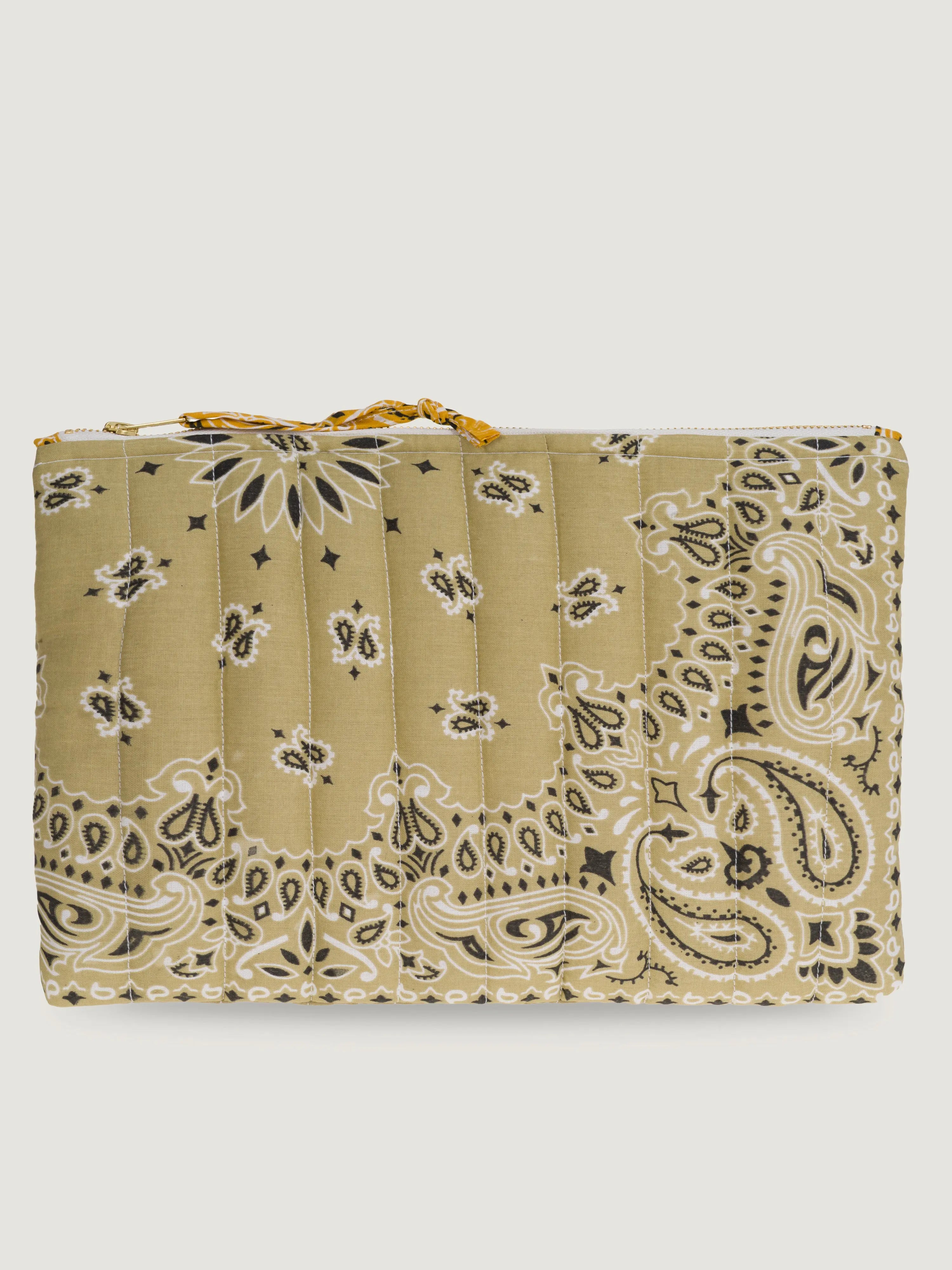 Pochette zippée Matelassée - CHAMPIGNON - Beige / Moutarde