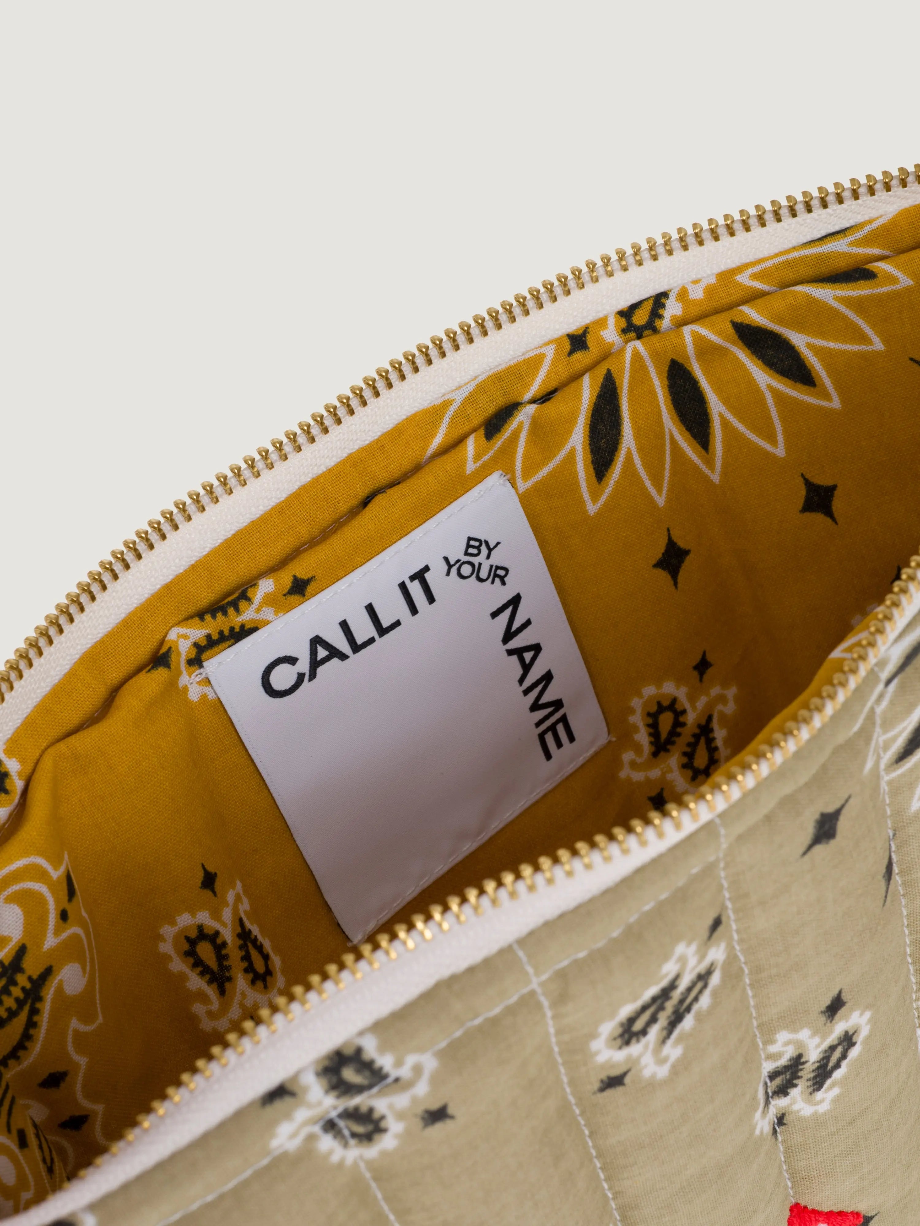 Pochette zippée Matelassée - CHAMPIGNON - Beige / Moutarde