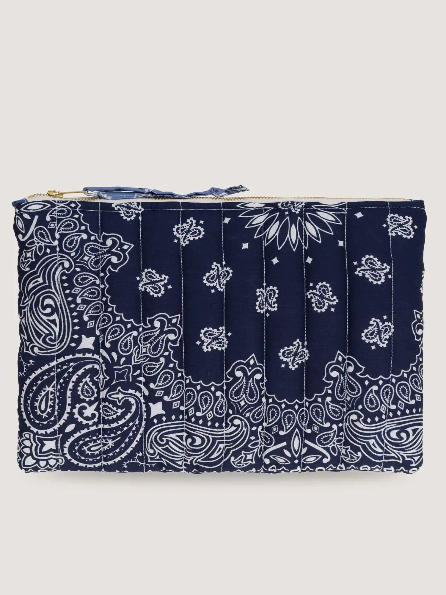 Pochette zippée Matelassée  - COEUR - Navy / Chambray