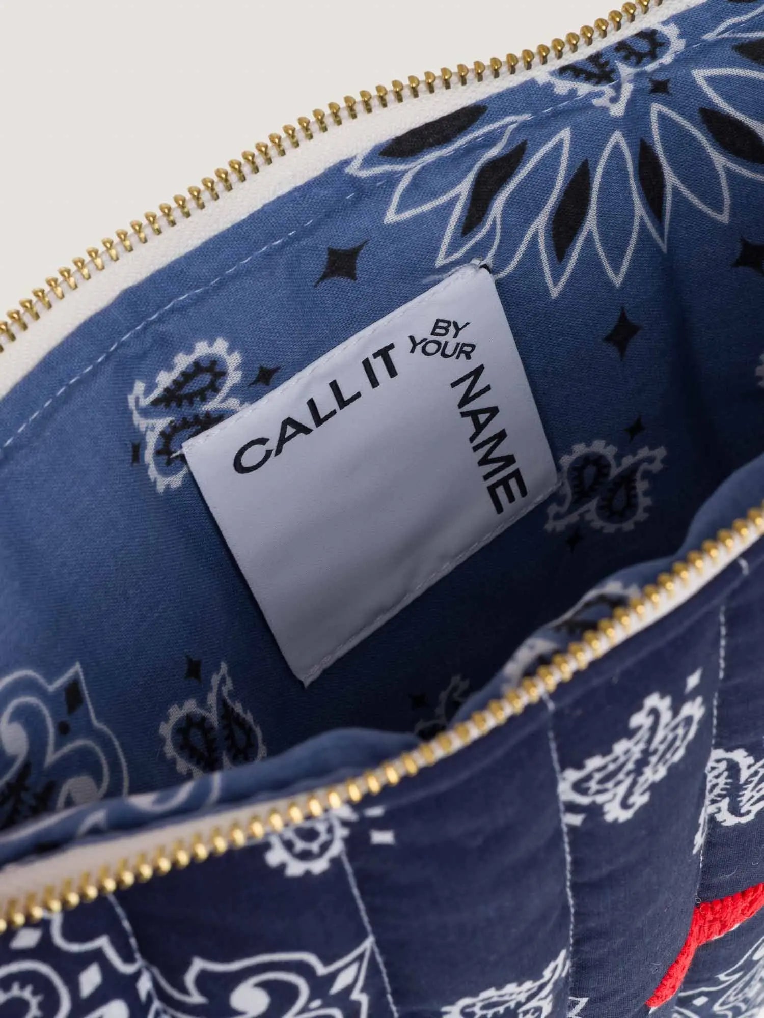 Pochette zippée Matelassée  - COEUR - Navy / Chambray