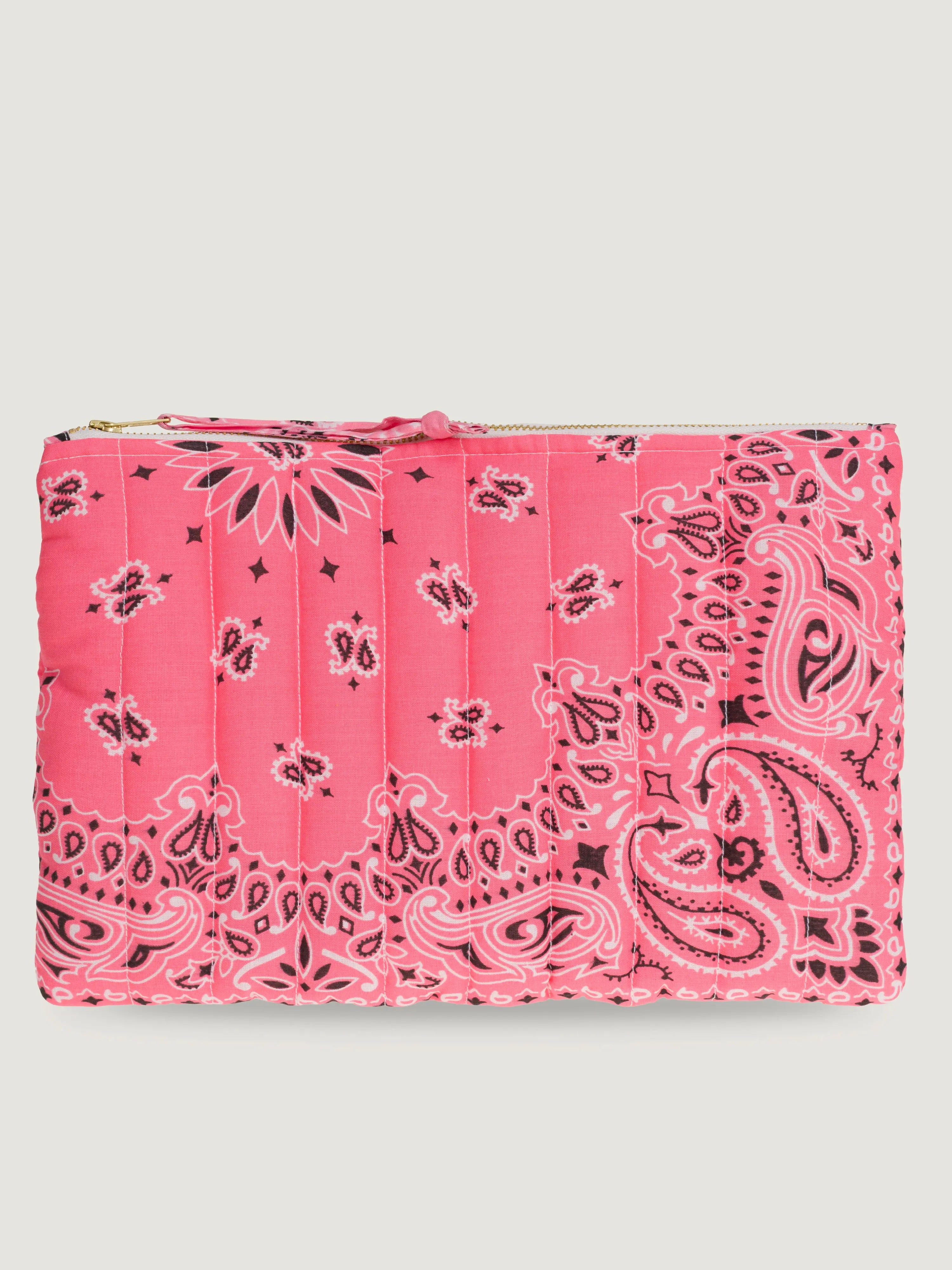 Pochette zippée Matelassée  - HAPPY FACE -  Strawberry Pink / Pale Pink