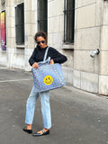 Maxi Cabas Matelassé - HAPPY FACE - All Chambray