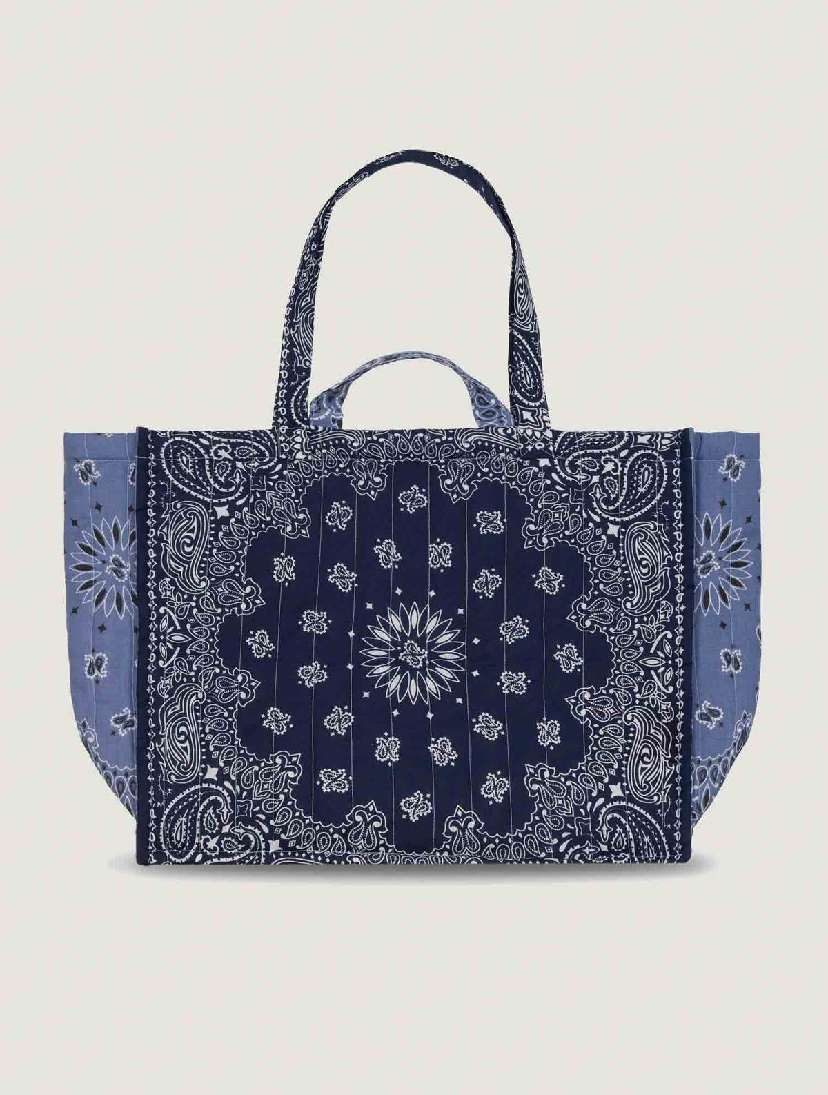 Maxi Quilted  Cabas Tote - LOVE - Navy / Chambray