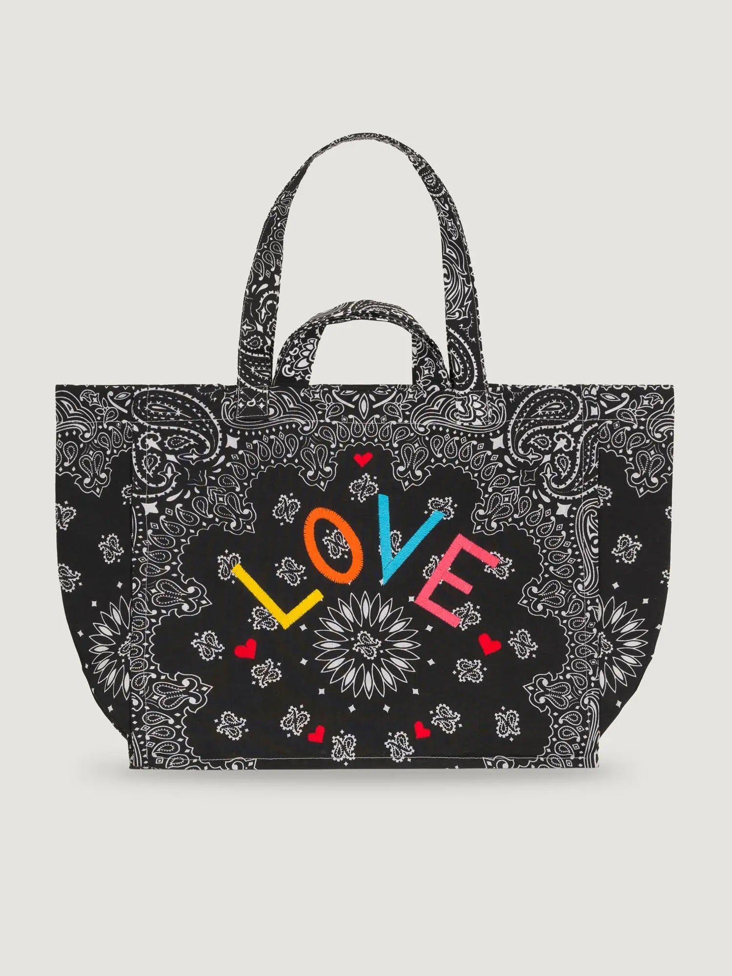 Quilted Maxi Cabas Tote - LOVE - All Black