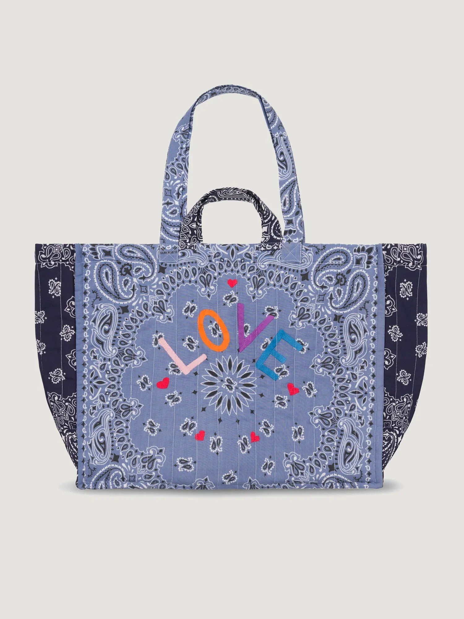 Maxi Cabas Matelassé  - LOVE - Chambray / Navy