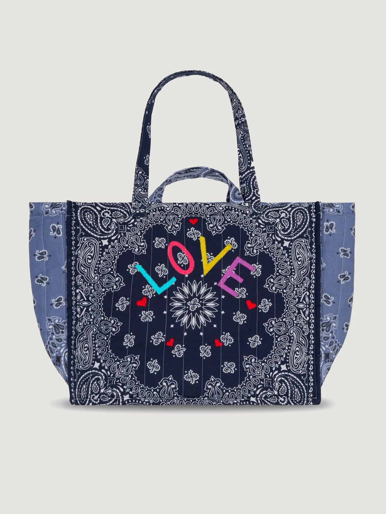 Maxi Cabas Matelassé - LOVE - Navy / Chambray