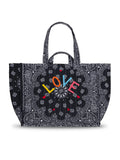 Quilted Maxi Cabas Tote - LOVE - All Black